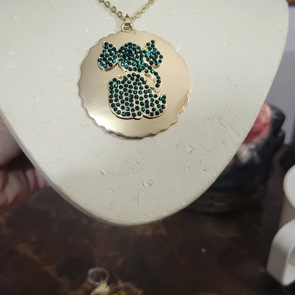 Amrita Singh Gold Necklace with Green Embellishments